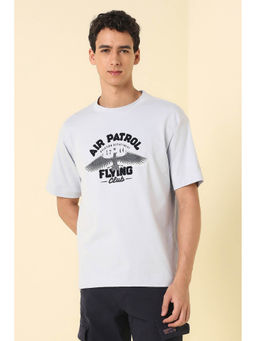 Allen Solly - Men Grey Embroidered Crew Neck T-Shirt