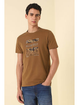 Allen Solly - Men Brown Graphic Print Crew Neck T-Shirt