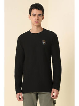 Allen Solly - Men Black Solid Crew Neck T-Shirt