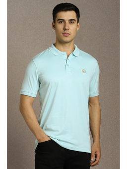 Louis Philippe - Men Light Blue Solid Collar Neck Polo T-shirt