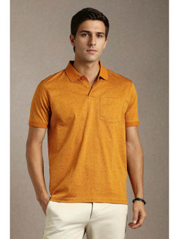 Louis Philippe - Men Orange Print Collar Neck Polo T-shirt