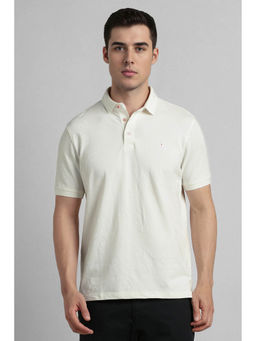 Simon Carter - Men White Textured Collar Neck Polo T-shirt