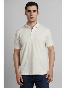 Simon Carter - Men White Embroidered Collar Neck Polo T-shirt