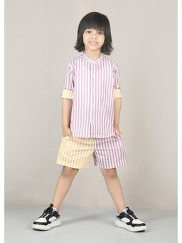 RATAN JAIPUR - Stripes Cotton Shirt - Teal-Lavender