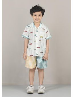 RATAN JAIPUR - Vehicles Cotton Shirt - White