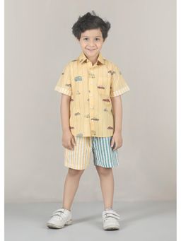 RATAN JAIPUR - Vehicles Cotton Shirt - Yellow