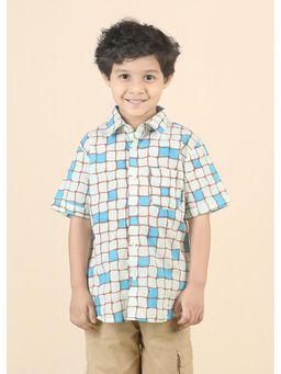 RATAN JAIPUR - Checks Cherry Cotton Shirt - Blue