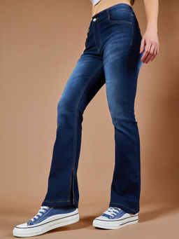 DOLCE CRUDO - Women Blue Bootcut Mid Rise Regular Length Denim Stretchable Jeans