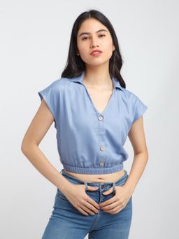 Zink London - Womens Blue Solid Top