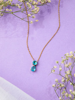 Niscka - Elegant 24K Gold Plated Sea Blue Stone Pendant