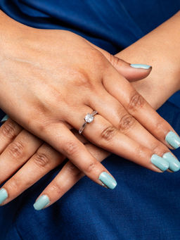 Niscka - Rhodium Plated American Diamond Solitaire Adjustable Ring