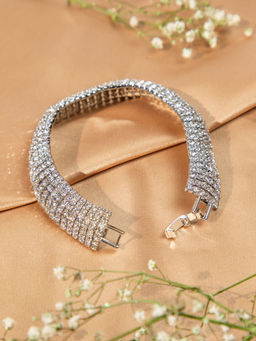 Niscka - Starlit Radiance Rhodium-Plated American Diamond Bracelet