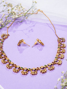 Niscka - Gold Plated Hoola Hoop Stone Jewellery Set
