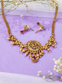 Niscka - Gold Plated Floral Design Jewellery Set