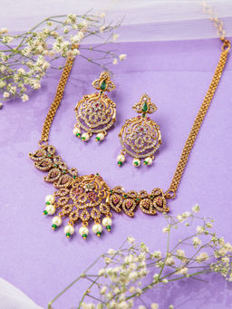 Niscka - Riwaayat Gold-Plated American Diamond Jewellery Set