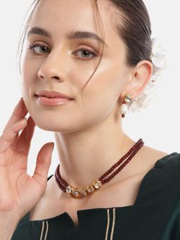 Gahan - Kundan Pendant Choker Necklace with Earrings