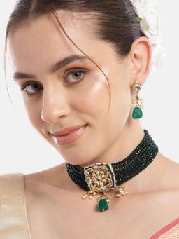 Gahan - Kundan Layered Choker Necklace with Earrings
