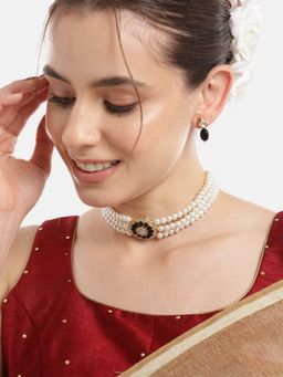Gahan - AD Kundan Layered Chokar Necklace with Earrings