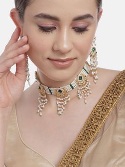 Gahan - Green Rajputi Style Choker Necklace with Earrings