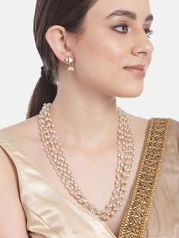 Gahan - Mutilayered Golden Necklace with Earrings