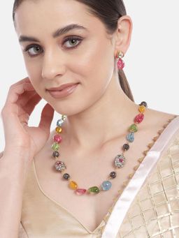 Gahan - Multi-Color Crystal Stone Premium Necklace with Earrings
