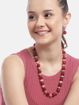 Gahan - Maroon Crystal Stone Premium Necklace with Earrings