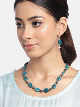Gahan - Green Crystal Stone Premium Necklace with Earrings