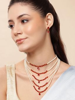 Gahan - Green Desinger Long Necklace with Earrings