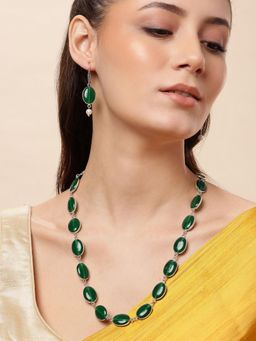 Gahan - Green Designer Long Necklace with Earrings