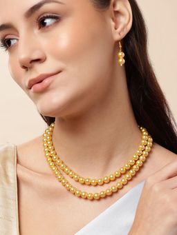 Gahan - Womens Gold Designer Layered Necklace with Earrings