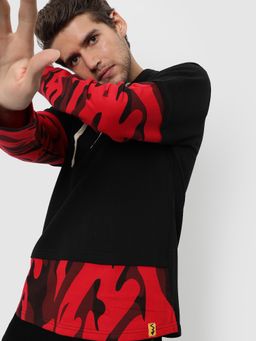 Campus Sutra - Men Colourblock Hooded Sweatshirt