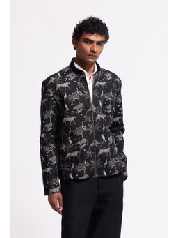 Rohit Bal - Printed Black Crop Jacket