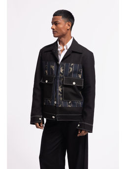 Rohit Bal - Printed Black Crop Jacket
