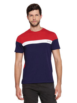 AM SWAN - Mens Colorblock Samba Red- Astral Aura T-shirt