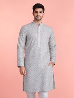 JBN Creation - Aqua Rayon Sequined Embroidered Kurta