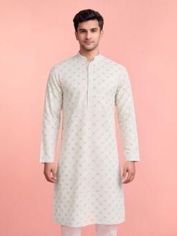 JBN Creation - Cream Rayon Sequined Embroidered Kurta