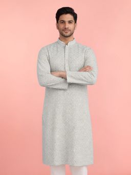 JBN Creation - Mint Green Rayon Sequined Embroidered Kurta