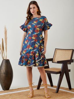 The Kaftan Company - Blue Tropical Bliss Denim Dress