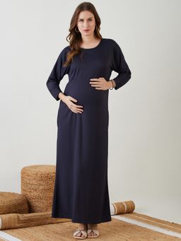 The Kaftan Company - Navy Blue Rib Maternity Dress
