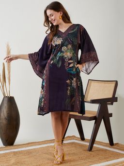 The Kaftan Company - Black Vintage Blossom Velvet Lounge Kaftan