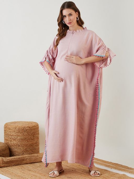 Buy The Kaftan Company Pink Serene Linen Maternity Kaftan Online