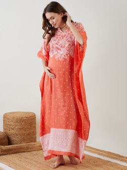 The Kaftan Company - Peach Shibori Dyed Maternity Kaftan