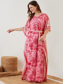 The Kaftan Company - Pink Digital Jungle Printed Kaftan