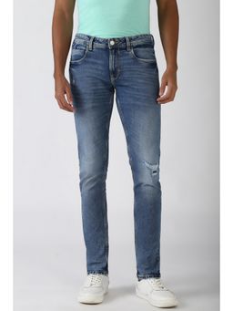 Peter England - Men Blue Mid Wash Low Skinny Fit Jeans