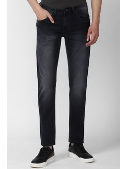 Peter England - Men Black Dark Wash Slim Tapered Fit Jeans