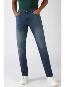 Peter England - Men Blue Mid Wash Classic Tapered Jeans