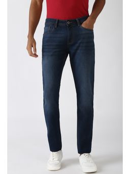 Peter England - Men Navy Dark Wash Slim Tapered Jeans