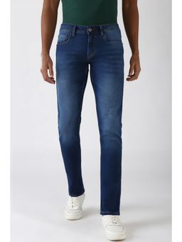 Peter England - Men Navy Mid Wash Low Skinny Fit Jeans