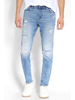 American Eagle - Men Blue Air Flex+ Athletic Skinny Patched Jeans