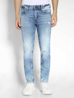 American Eagle - Men Blue Air Flex+ Distressed Slim Jeans